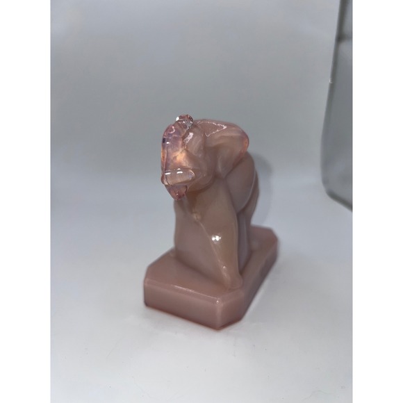 Vintage Boyd Glass Zack The Elephant Pink Slag Glass Figurine Tusk Up Animals - Picture 2 of 10